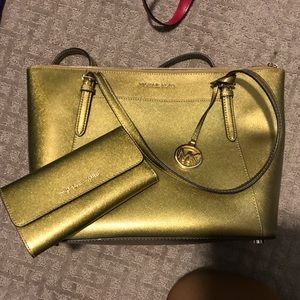 Metallic Michael Kors Bag and Wallet